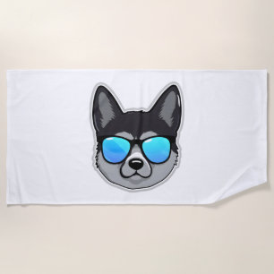 Norwegischer Elkhound in Cooler Sonnenbrille Class Strandtuch