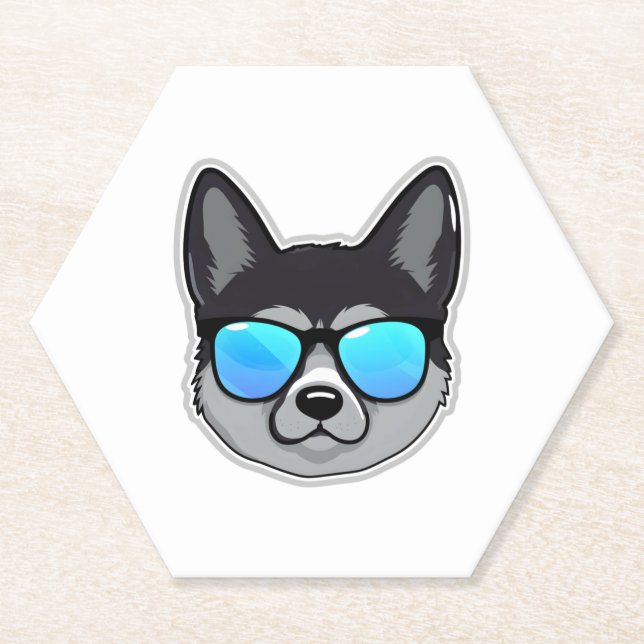 Norwegischer Elkhound in Cooler Sonnenbrille Class Untersetzer (Vorderseite)