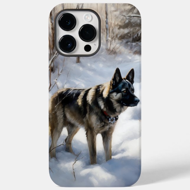 Norwegischer Elkhound lassen es Weihnachten schnei Case-Mate iPhone Hülle (Rückseite)