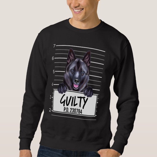 Norwegischer Elkhound Mugshot Guilty Dog Sweatshirt (Vorderseite)