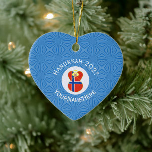 Norwegischer Engel Hanukkah-Flagge Personalisiert Keramik Ornament