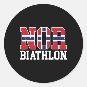 Norwegischer Flaggenbiathlonist - Norweger oder Bi Runder Aufkleber