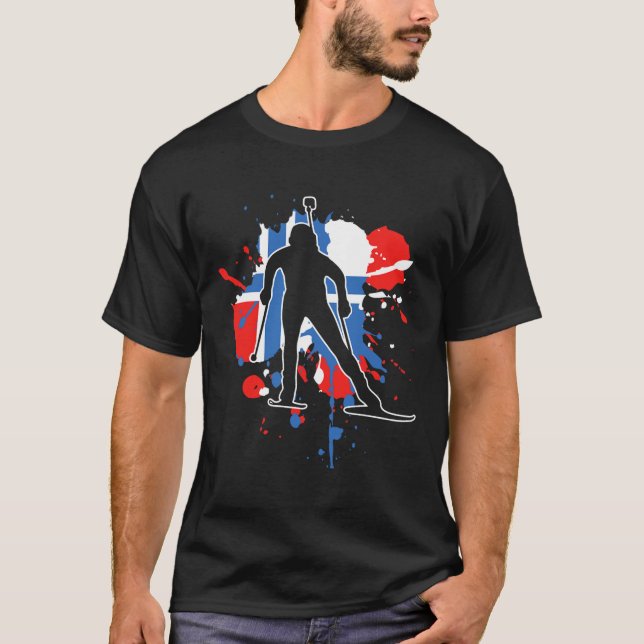 Norwegischer Flaggenbiathlonist - Norwegischer Bia T-Shirt (Vorderseite)
