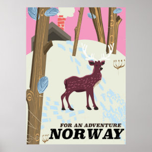 Norwegischer Hirsch Vintage-Reiseposter Poster