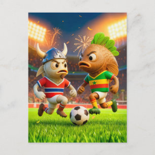 Norwegischer Kabeljau gegen senegalesischen Thiebo Postkarte