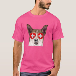 Norwegischer Lundehund Hund Schweiz Flag-Sungrace T-Shirt