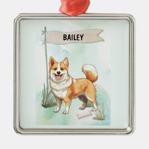 Norwegischer Lundehund Wasserfarbe Personalisierte Ornament Aus Metall