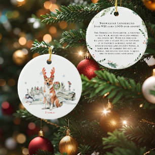 Norwegischer Lundehund-Wasserfarbhund   Monogramm Keramik Ornament