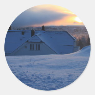 Norwegischer Schnee/Norwegen Runder Aufkleber