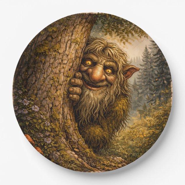 Norwegischer Troll auf dem Höhepunkt, Pappteller (Vorderseite)