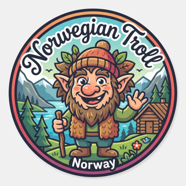Norwegischer Troll-Folklore Norwegen Runder Aufkleber (Vorderseite)