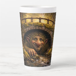 Norwegischer Troll versteckt sich unter der Brücke Milchtasse