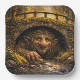 Norwegischer Troll versteckt sich unter der Brücke Pappteller