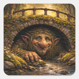 Norwegischer Troll versteckt sich unter der Brücke Quadratischer Aufkleber
