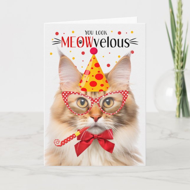 Norwegischer Waldkatze Orange MEOWvelous Birthday Karte (Vorderseite)