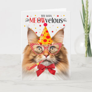 Norwegischer Waldkatze Roter MEOWvelous Birthday Karte