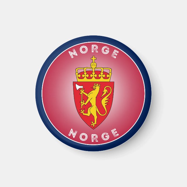 Norwegisches Coat of Arms Circle Shape Magnet (Vorne)