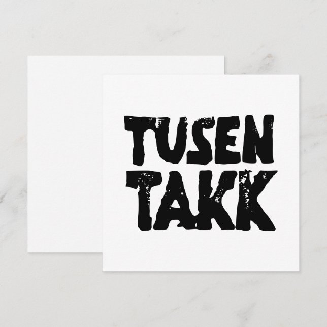 Norwegisches "Danke" Schwarz-Weiß-Lino-Schnitt Dankeskarte (Vorne/Hinten)