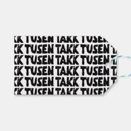 Norwegisches "Danke" Schwarz-Weiß-Lino-Schnitt Geschenkanhänger