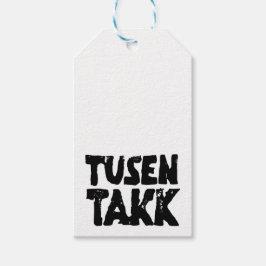 Norwegisches "Danke" Schwarz-Weiß-Lino-Schnitt Geschenkanhänger