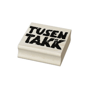 Norwegisches "Danke" Schwarz-Weiß-Lino-Schnitt Gummistempel
