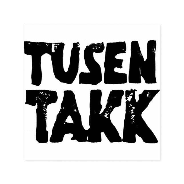 Norwegisches "Danke" Schwarz-Weiß-Lino-Schnitt Permastempel (Design)