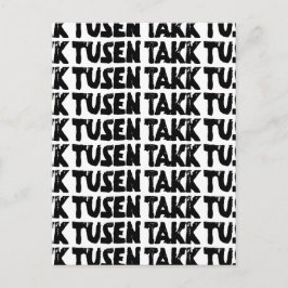Norwegisches "Danke" Schwarz-Weiß-Lino-Schnitt Postkarte