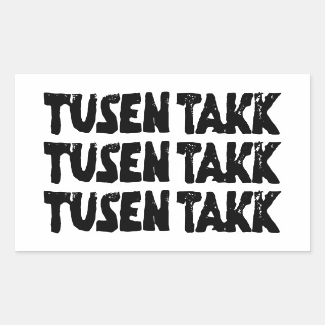 Norwegisches "Danke" Schwarz-Weiß-Lino-Schnitt Rechteckiger Aufkleber (Vorderseite)