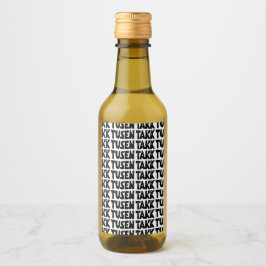 Norwegisches "Danke" Schwarz-Weiß-Lino-Schnitt Weinetikett