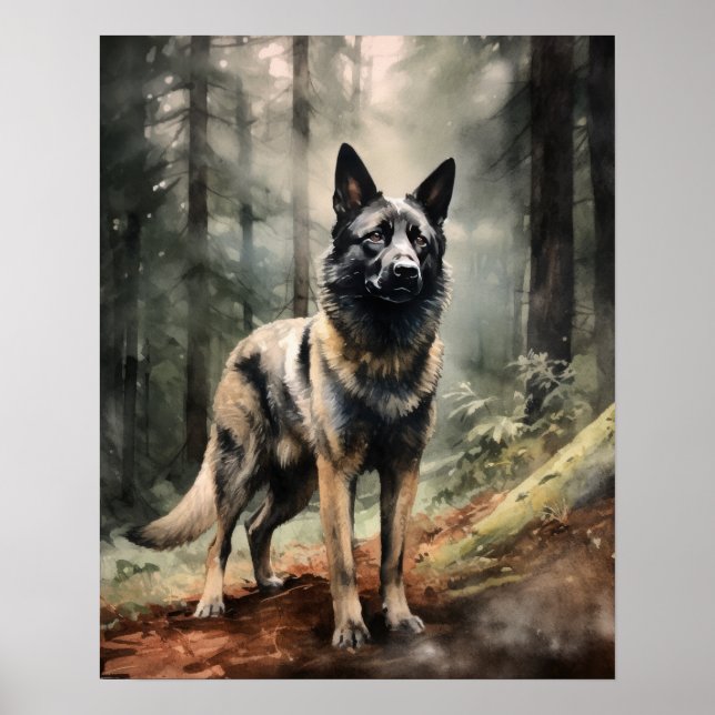 Norwegisches Elkhound Dog Art Print Poster (Vorne)