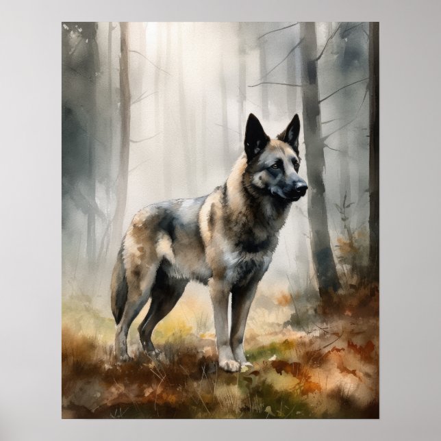 Norwegisches Elkhound Dog Art Print Poster (Vorne)