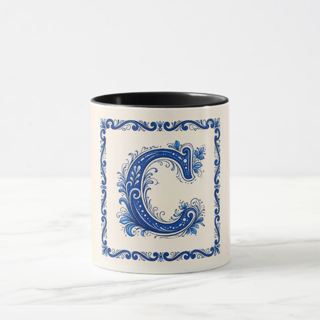 Norwegisches Erbe Monogramm-Blau Tasse (Zentrum)