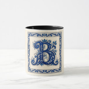 Norwegisches Erbe Rosemaling Monogramm-Blau Tasse