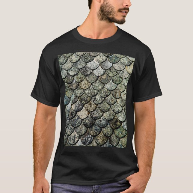 Norwegisches Fisch-Skala-Muster-Schieferdach T-Shirt (Vorderseite)