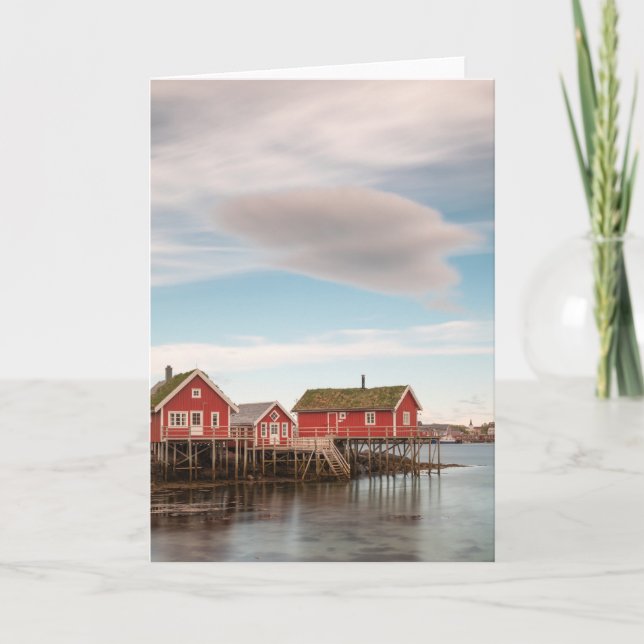 Norwegisches Fischerdorf Lofoten Karte (Vorderseite)