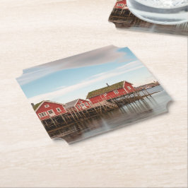 Norwegisches Fischerdorf Lofoten Untersetzer