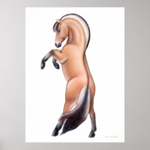 Norwegisches Fjord-Pferd, das Druck aufrichtet Poster