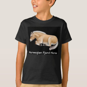 Norwegisches Fjord-Pferd scherzt dunklen T - Shirt