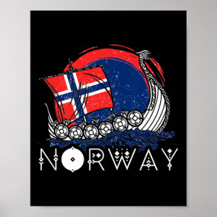 Norwegisches Flagge Norwegen Wikingerschiff Stolz Poster