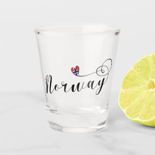 Norwegisches Flaggen-Herz, Norwegen Schnapsglas