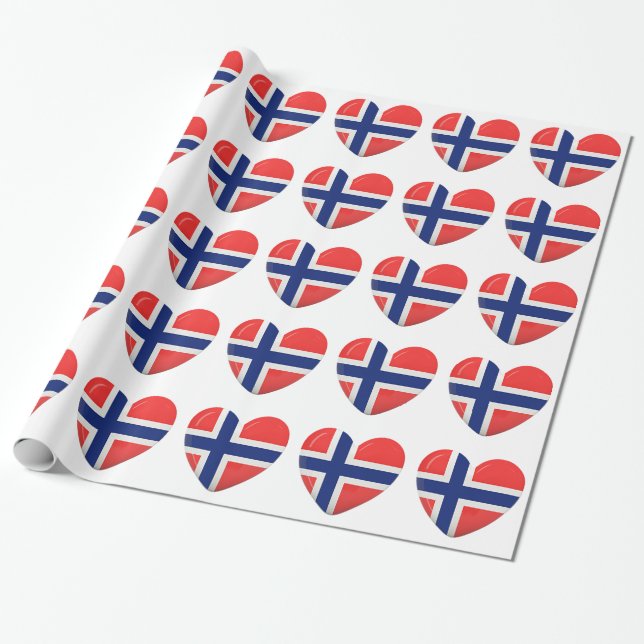 Norwegisches Flaggen-Herz von Geschenkpapier (Ungerollt)