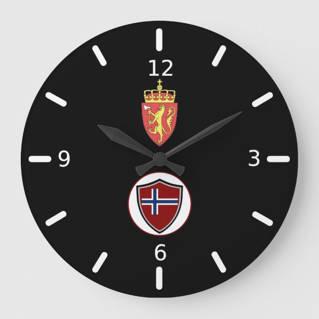 Norwegisches Flaggenemblem Großuhr Große Wanduhr (Vorderseite)
