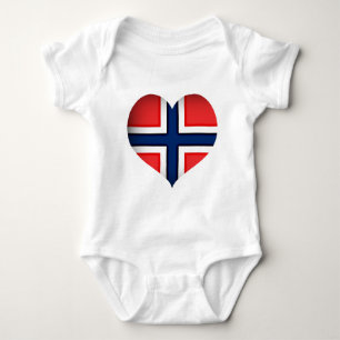 Norwegisches Flaggenherz Baby Strampler