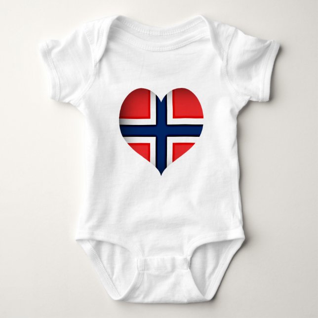 Norwegisches Flaggenherz Baby Strampler (Vorderseite)