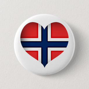 Norwegisches Flaggenherz Button