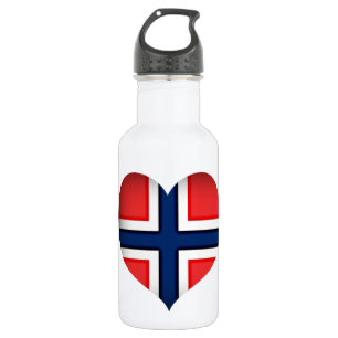 Norwegisches Flaggenherz Edelstahlflasche