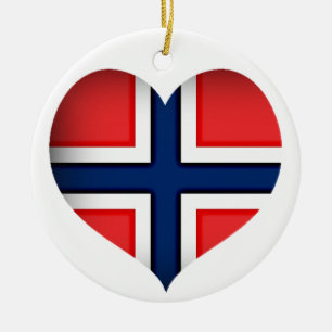 Norwegisches Flaggenherz Keramikornament