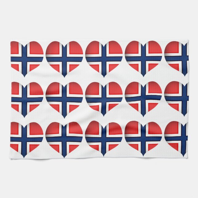 Norwegisches Flaggenherz Küchentuch (Horizontal)