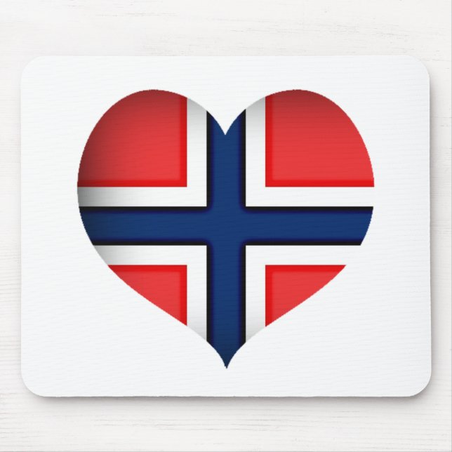 Norwegisches Flaggenherz Mousepad (Vorne)