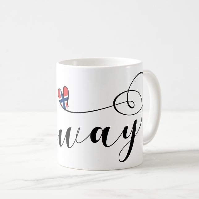 Norwegisches Flaggenherz, Norwegen Kaffeetasse (VorderseiteRechts)